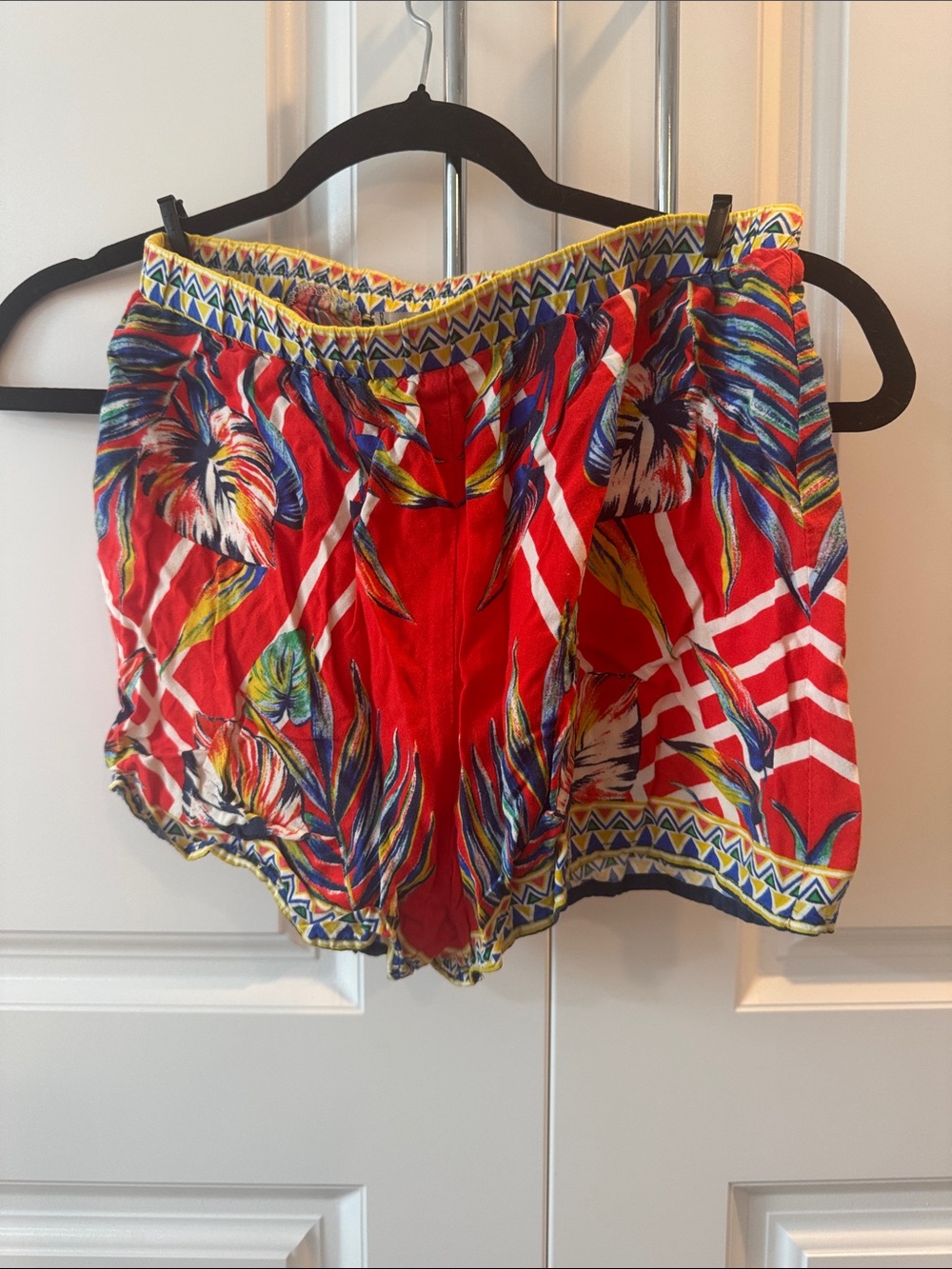 Free Market Tropical Red Floral Elastic Waist Shorts